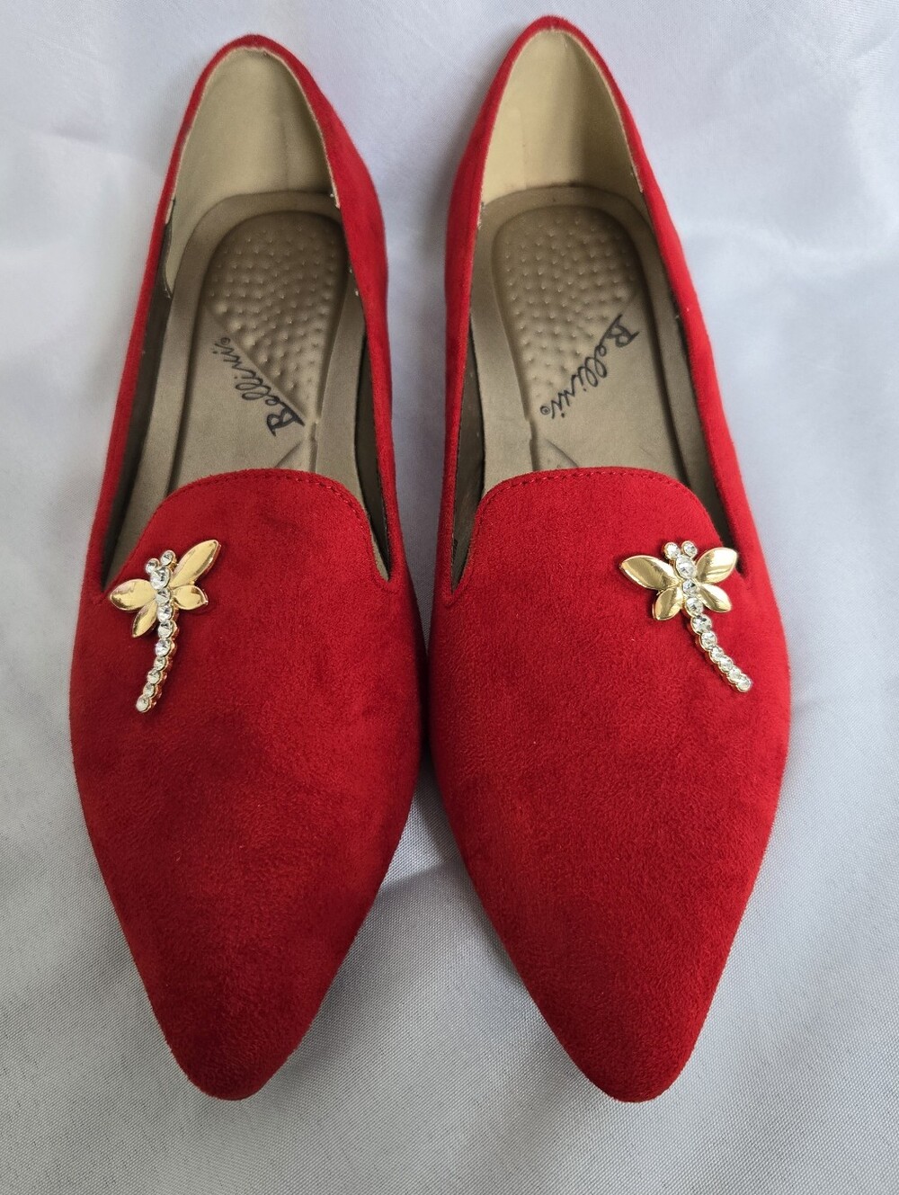 Bellini Dragonfly Red Suede Pointed Toe Flats Size 8W